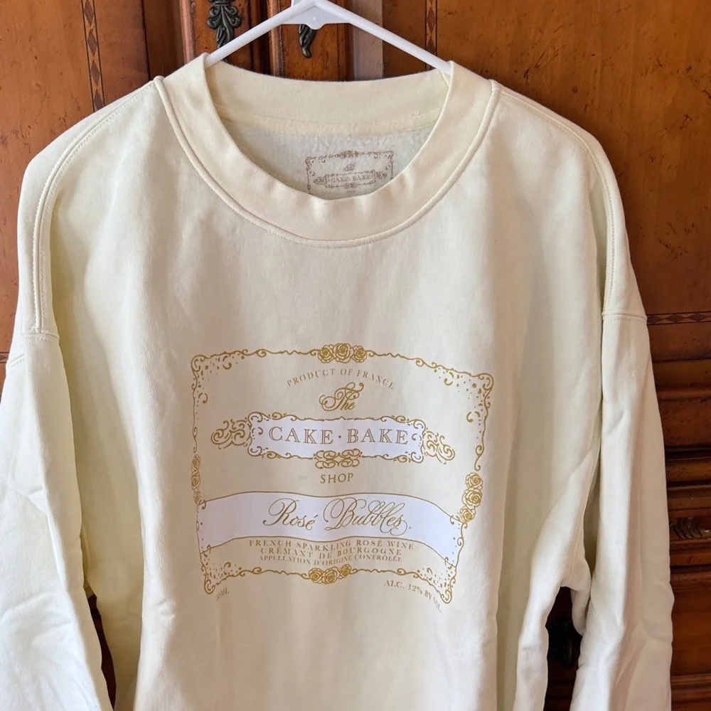 Cake Cream Yellow 'Cake-Bake Shop Rosé Bubbles' Graphic Sweatshirt - Picture 4 of 5